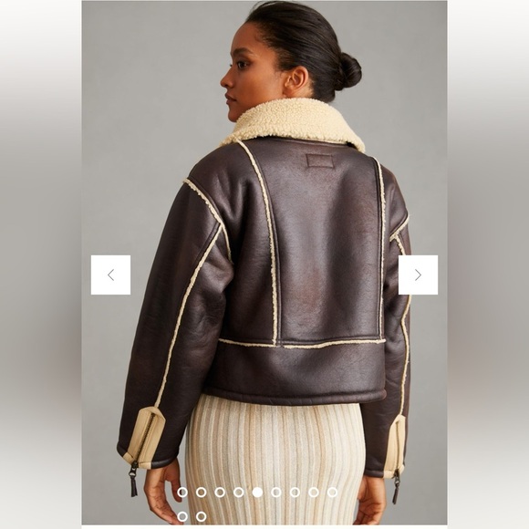 Anthropologie NWT Pilcro Faux-Leather Sherpa-Lined Jacket size M. - Picture 7 of 16